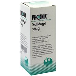 Eine weiße Verpackung eines homöopathischen Arzneimittels namens Solidago spag.