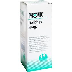 Weiße Medikamentenverpackung mit der Aufschrift "Solidago spag."